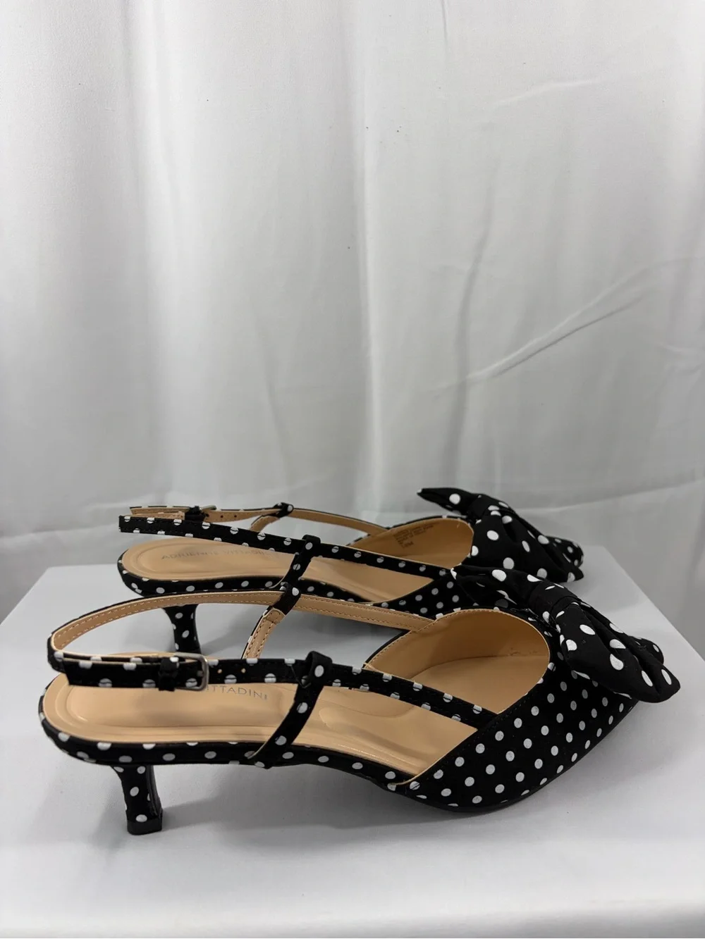 NWT Adrienne Vittadini Women’s Size 10 Black and White Polka Dot Pump Heels